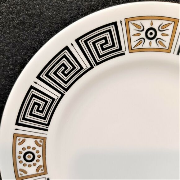 Set/8 Wedgwood Bread Plates 6-1/8" Asia Black Bone China Greek Key 1962-1978 MCM - Picture 3 of 5